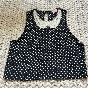 AUDREY 3+1 polk-a-dot blouse with attached neckpiece.     NEVER WORN